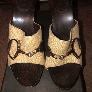 Gucci Horse bit Tan and Gold Sandal